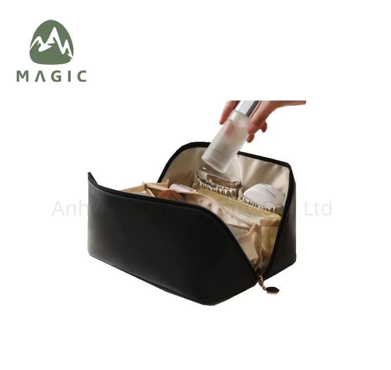 Large Capacity Travel Cosmetic Bag Multifunctional Storage PU PVC Leather Makeup Bag