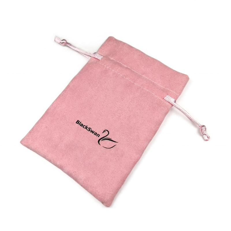 Custom Logo Printed Small Jewelry Velvet Bags Suede Drawstrings Pouch