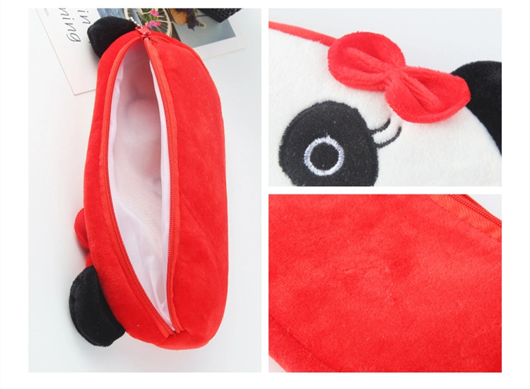 Wholesale Cute Flannelette Stationery Pencil Case Animal Shape Large-Capacity Pen Bag