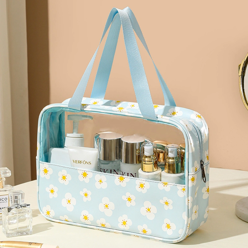 New Arrivals Portable PVC Colorful Flower Private Label Makeup Organizer Travel Cosmetic Bag