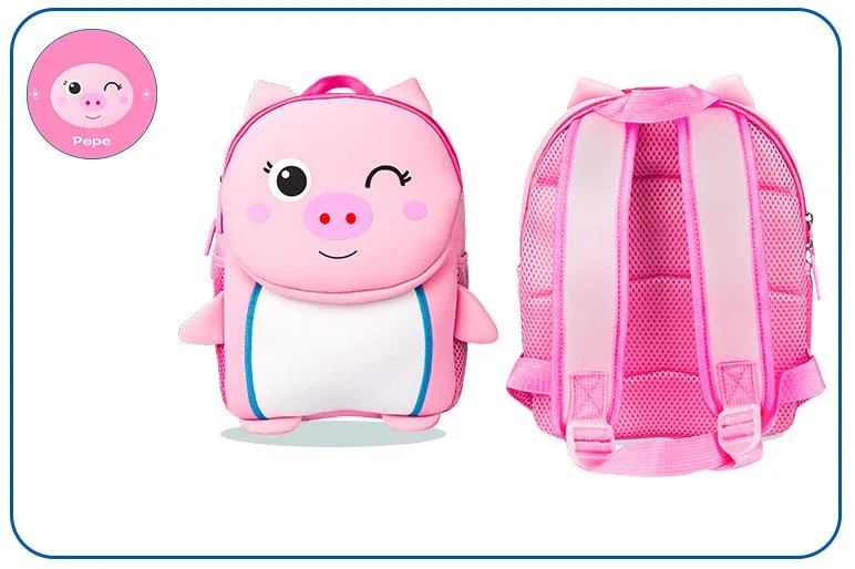 Neoprene Waterproof Children&prime; S School Bag Waterproof Kids Cartoon Animal Backpack School Backpack Kids Cute Mini Lunch Picnic Bag