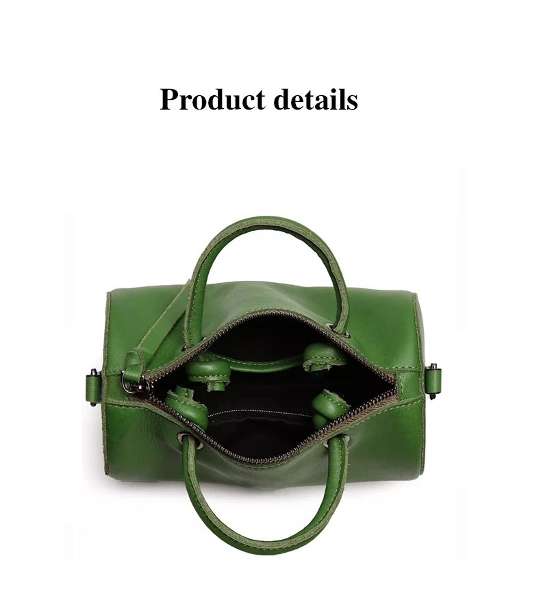 Fashion Vintage Women Cowhide Handbag Luxury Boston Pillow Duffel Bag Small Design Waist Drum Female Shoulder Crossbody Bag