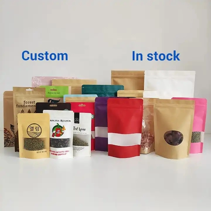 Plastic Aluminum Foil Mylar Bag Doypack Poly Packing Stand up Tobacco Zipper Pouch Pet Candy Tea Kraft Paper Coffee Bag Flat Food Packaging Cookies Ziplock Bag