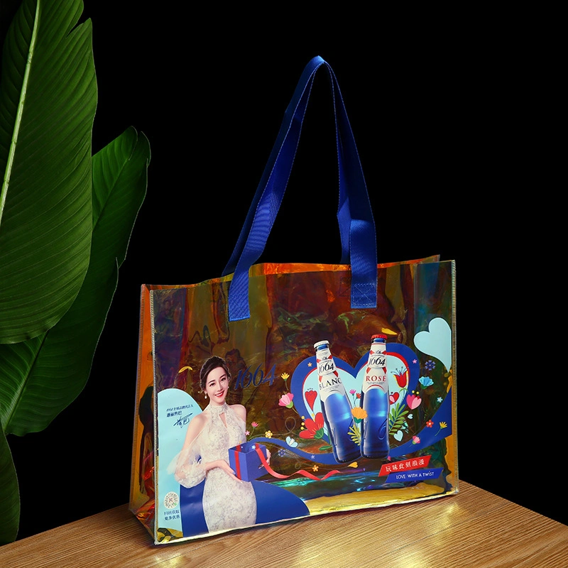 Exhibition Gift Bag Special Fashion PVC Hologram Handbags with PP Handle for Clothing &amp; Shoes