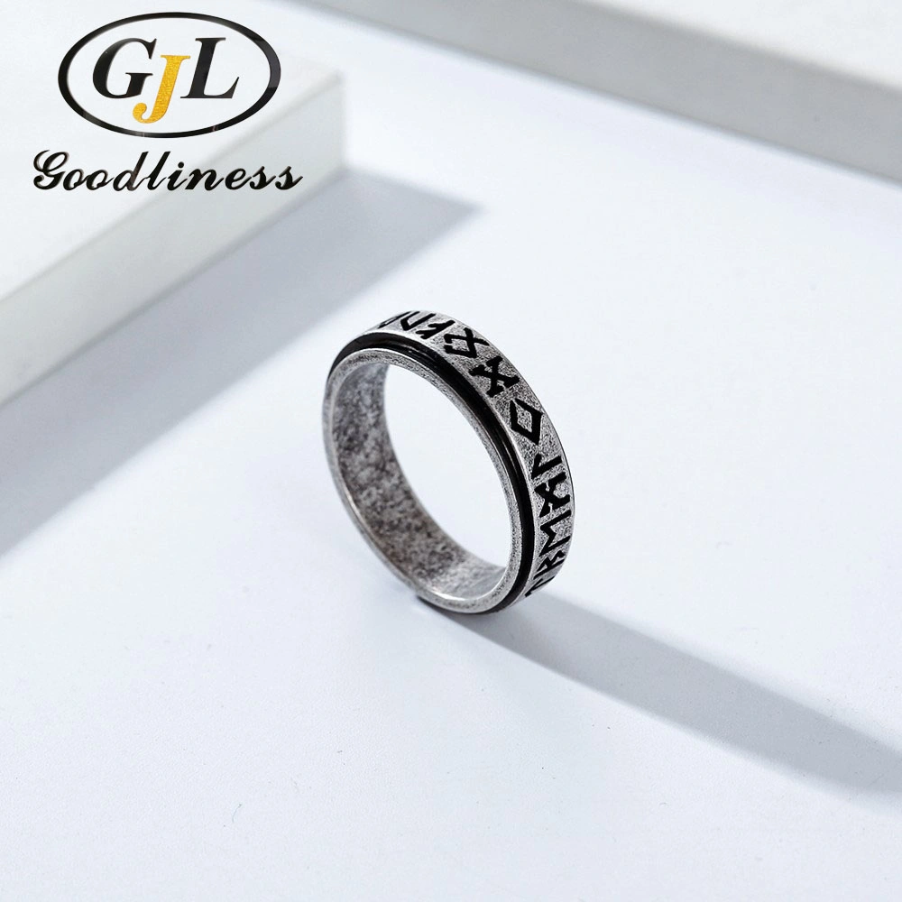 High Quality Stainless Steel Ring Viking Runes Ring for People