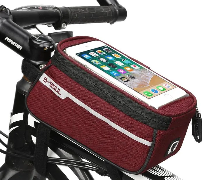 Bike Bags Waterproof B-Soul Phone Bag with Earphones Hole Bicycle Accessories Mountain Bike Front Protect Tube Bag