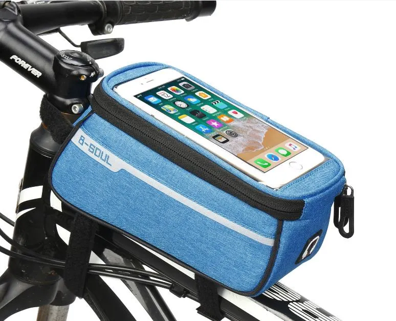 Bike Bags Waterproof B-Soul Phone Bag with Earphones Hole Bicycle Accessories Mountain Bike Front Protect Tube Bag