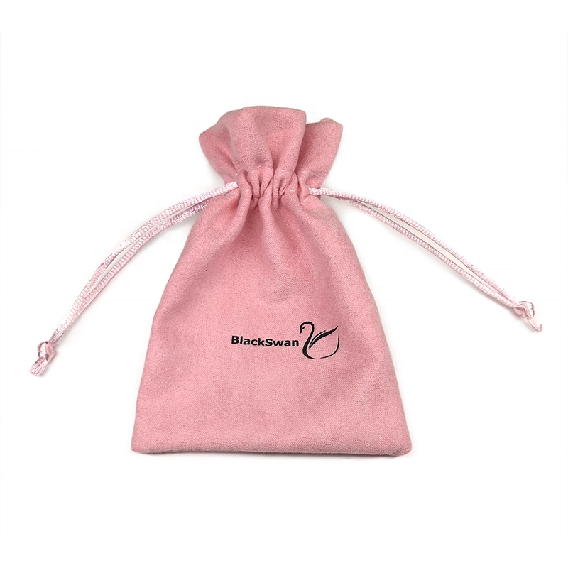 Custom Logo Printed Small Jewelry Velvet Bags Suede Drawstrings Pouch