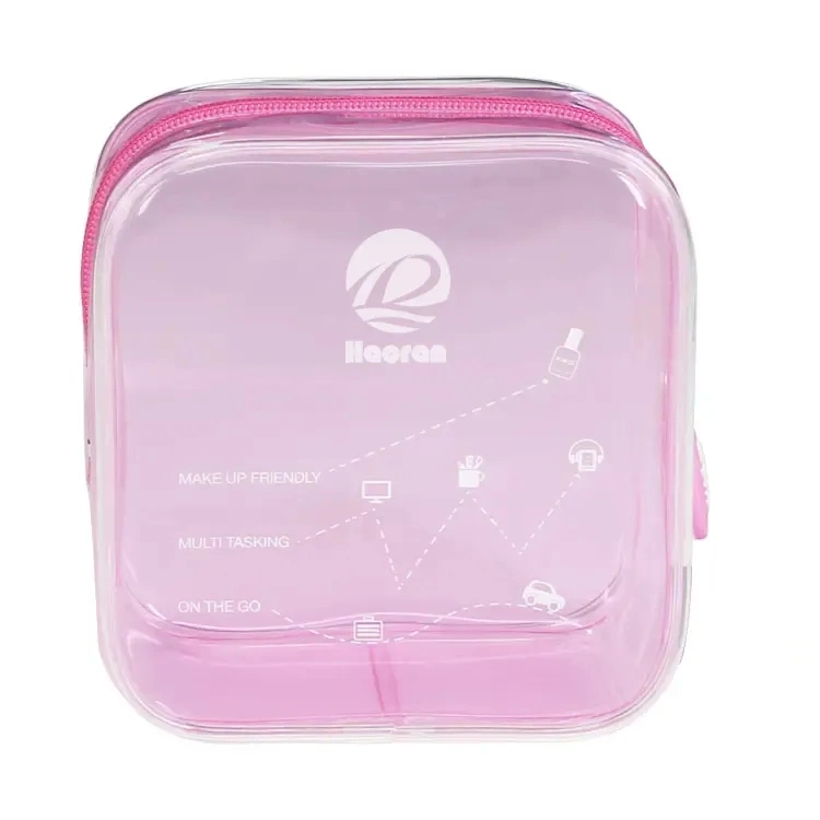 Cute Small Mini Pink Clear Cosmetic Transparent PVC Bag Travel Makeup Bag