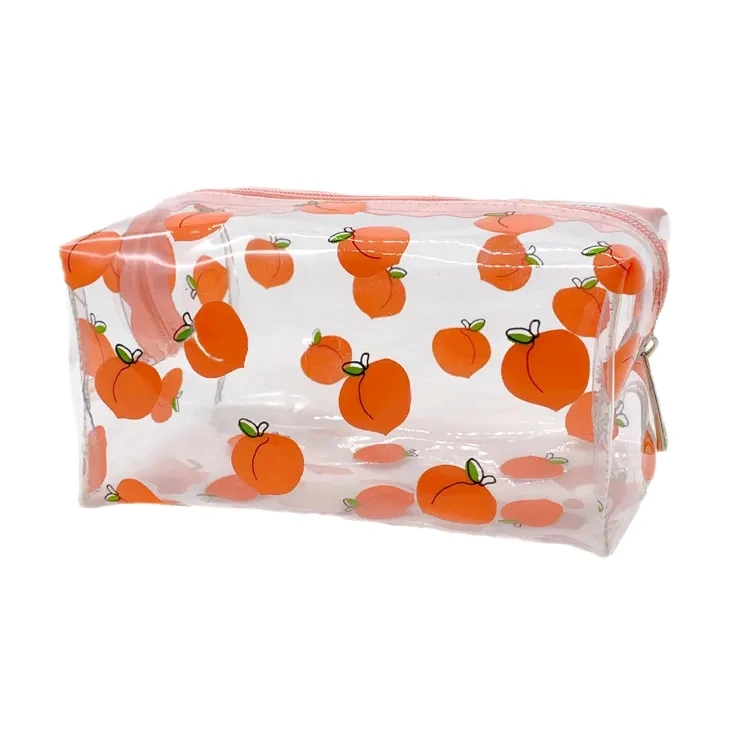 Cute Cartoon Strawberry Printing PVC Cosmetic Bag Transparent Makeup Toiletry Bag