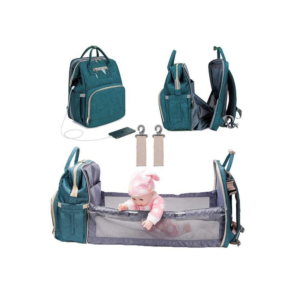 Multi-Function Waterproof Diaper Backpack Travel Portable Mummy Bag with Roomy Baby Nappy Bed