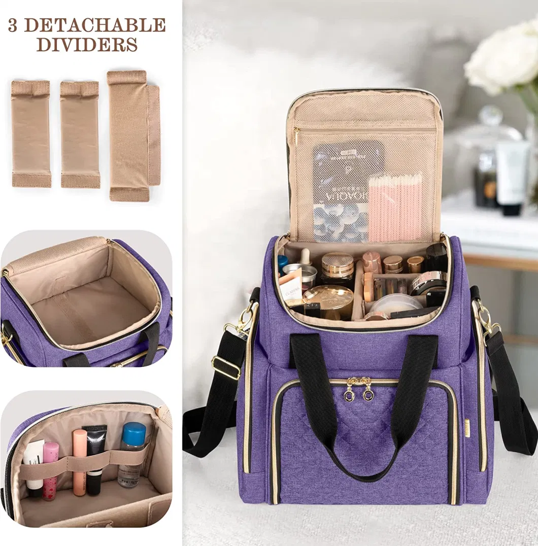 Travel Waterproof Professional Cute Makeup Bag with Brush Organizer Handle Portable Toiletry Pouch Cosmetic Bag Cases