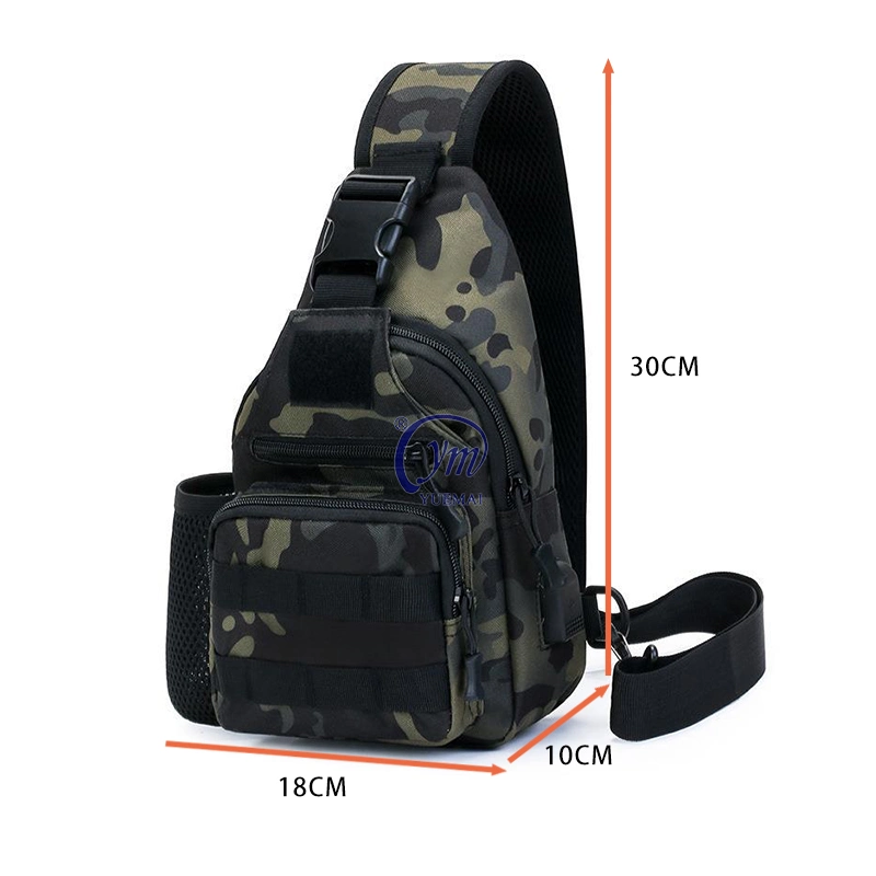 Small Black EDC Tactical Sling Chest Pack Bag Molle Military Crossbody Shoulder Bag with Water Bottle