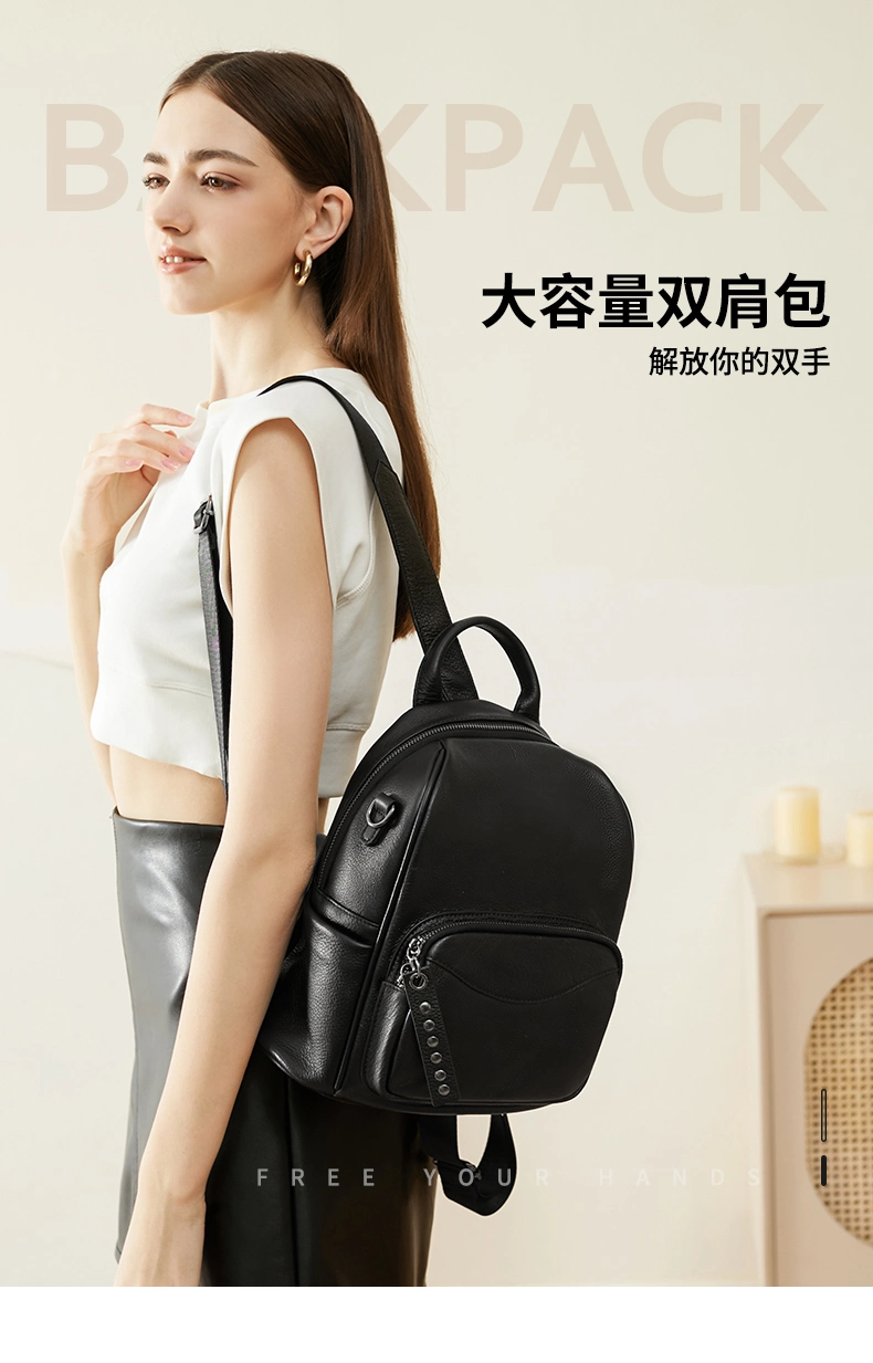 Fashion Designer Leather Backpack Purse Women School Travel Bag Antitheft Saddle Shoulder