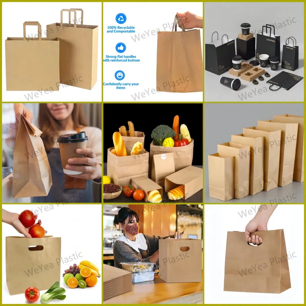 Compostable and Biodegradable Eco-Freindly Luxury Cardboard Kraft Paper Shopping Tote Bags with Ribbon Rope Handle for Gift Clothing Packaging