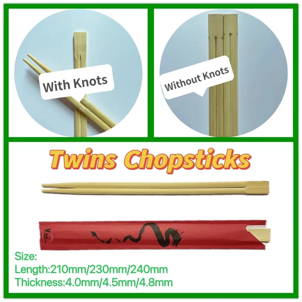 23cm Disposable Twins Bamboo Chopstick with Individual Full Paper Bag Wrap