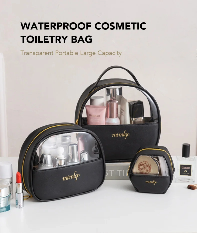 Custom Logo Transparent Waterproof Organizer Toiletry Woman Waterproof Wash Bag Clear PVC PU Kit Cosmetic Bag for Travel