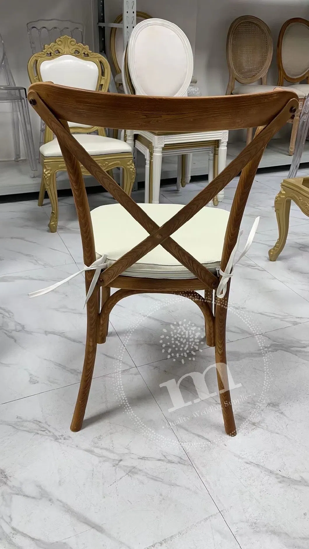 Resin Classic Knock Down Wood Cross Back Wedding Furniture Dining Room Chair