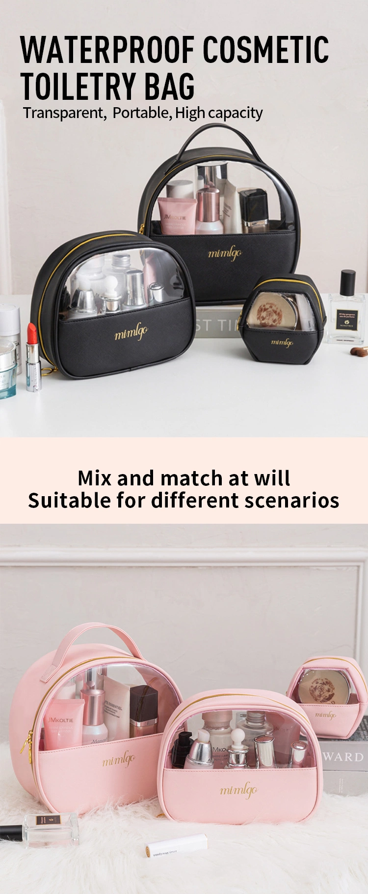 OEM Custom Nordic Private Label Purse Shape Waterproof Travel Toiletry Cosmetic Storage Makeup Kit Bag