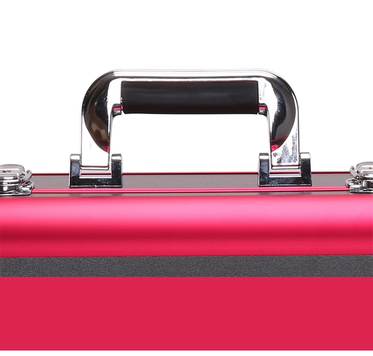 New Pink Beauty Aluminium Makeup Case with Lighted Double Fashion Superior Quality Vanity Train Cosmetic Box for Ladies