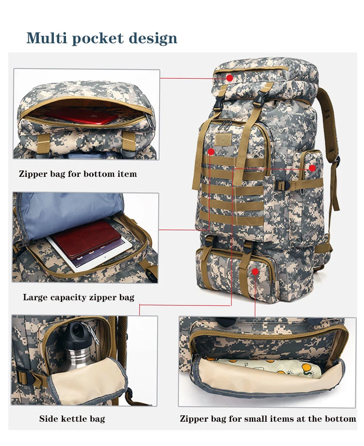 Camping Hiking Travel Outdoor Bag Durable Camouflage Mountaineering Backpack