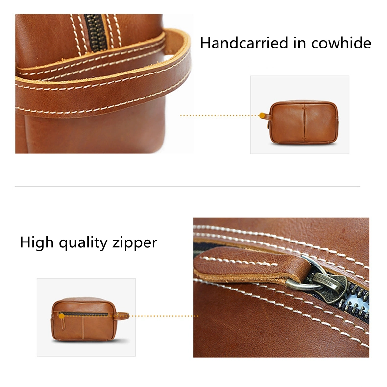 Custom Leather Retro Portable Lady Luxury Cosmetic Bag Handbag Make up Bag