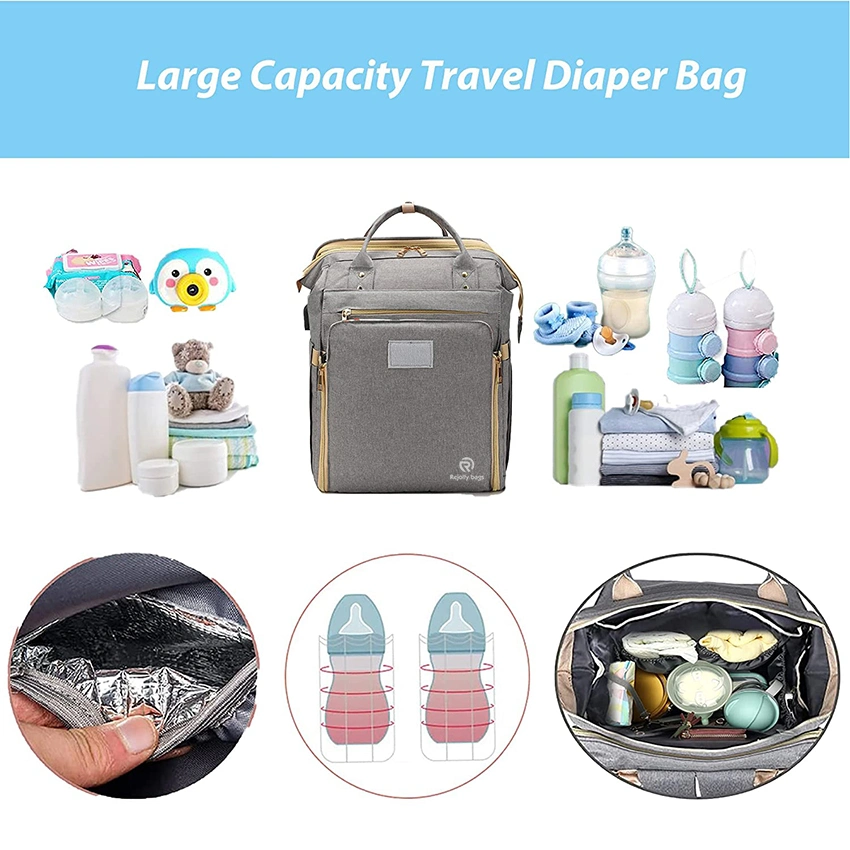 10 in 1 with Changing Station and Portable Travel High Chair, Baby Shower Gifts, Multifunctional Baby Bag with Mosquito Net Insulated Pocket Diaper Bag Backpack