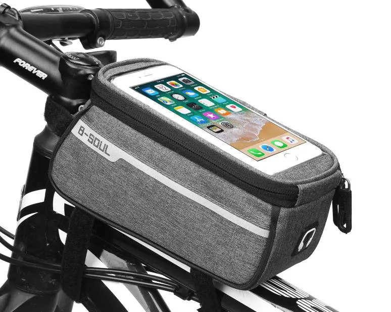 Bike Bags Waterproof B-Soul Phone Bag with Earphones Hole Bicycle Accessories Mountain Bike Front Protect Tube Bag