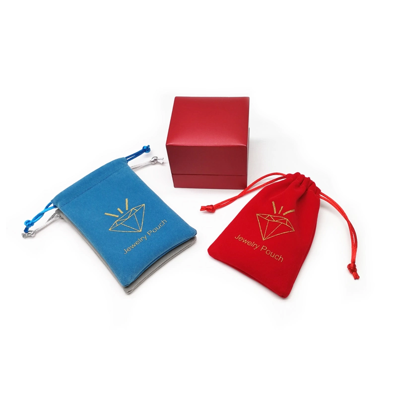 Custom Silk Screen Printed Logo Velvet Jewelry Gift Packaging Bag Poch