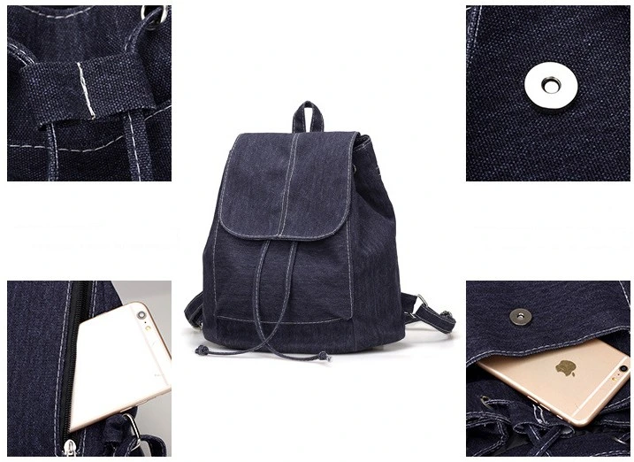 Hot Selling Denim Canvas Laptop Backpack Custom Travelling School Backpack Bag Factory OEM ODM
