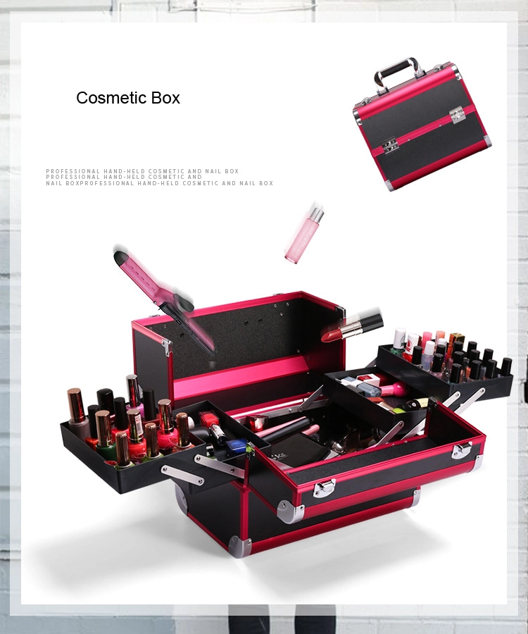 New Pink Beauty Aluminium Makeup Case with Lighted Double Fashion Superior Quality Vanity Train Cosmetic Box for Ladies