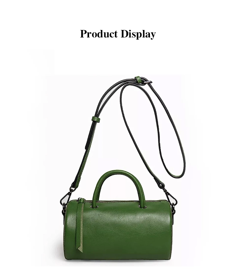 Fashion Vintage Women Cowhide Handbag Luxury Boston Pillow Duffel Bag Small Design Waist Drum Female Shoulder Crossbody Bag