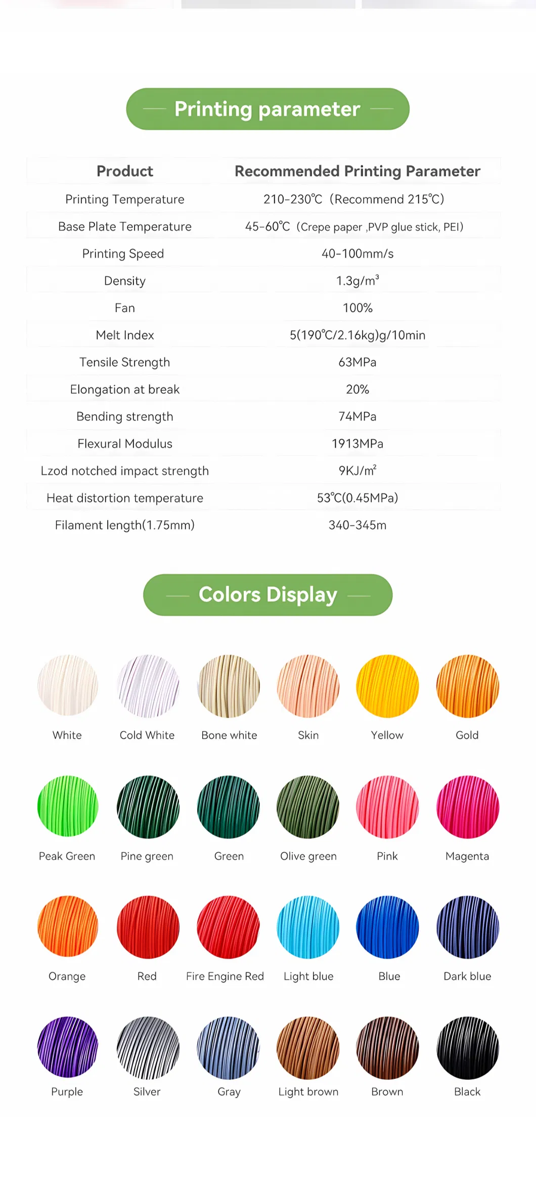 Wholesale Consistent Quality Multi-Color Environment Friendly Economic 1.75mm PLA 3D Printer Filament