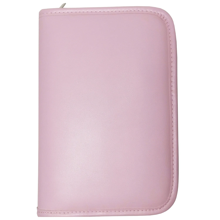 Private Label Pink PU Leather Zipper PVC Cosmetic Case Makeup Brush Bag Custom Logo