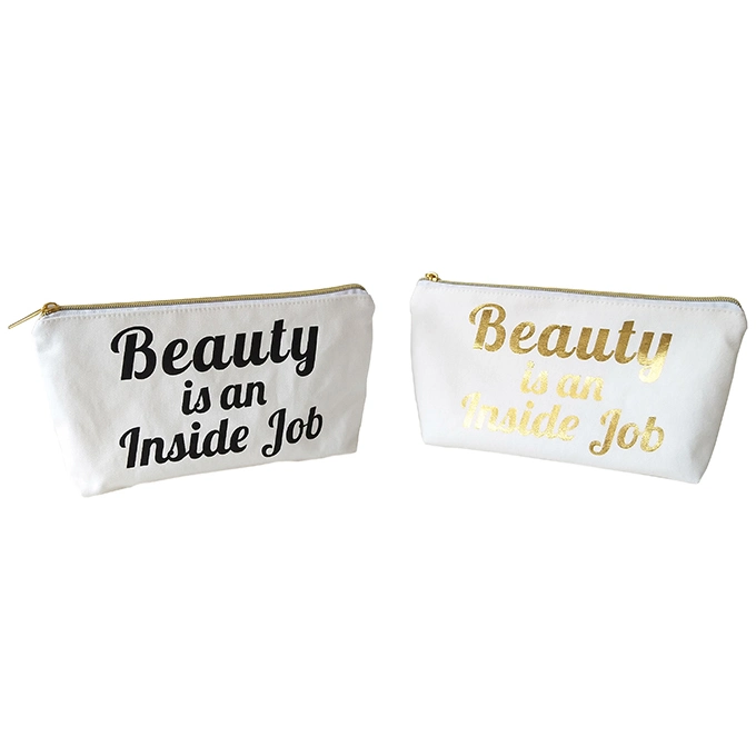 Customize Logo Size Zipper Makeup Bag Multi-Purpose Travel Cotton Canvas Cosmetic Bag