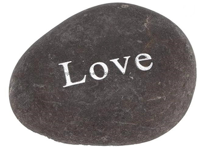 Natural Rune Stone Engraved Characters Written Symbols Engraved Polished Rolling Stone