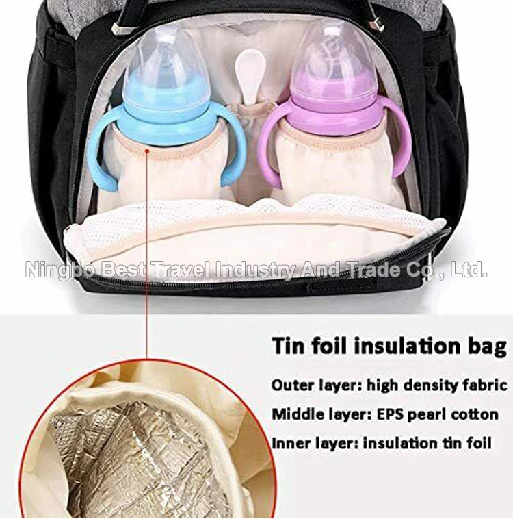 Fashion Mommy Backpack Handbag Waterproof Nappy Bag Hospital Baby Nursing Stroller Diaper Bag with USB Milk Bottle Warmer
