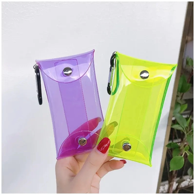 New Transparent PVC Key Wallet Case Chain Ring Pouch Car Keychain Women Coin Purse Mini Key Storage Bag