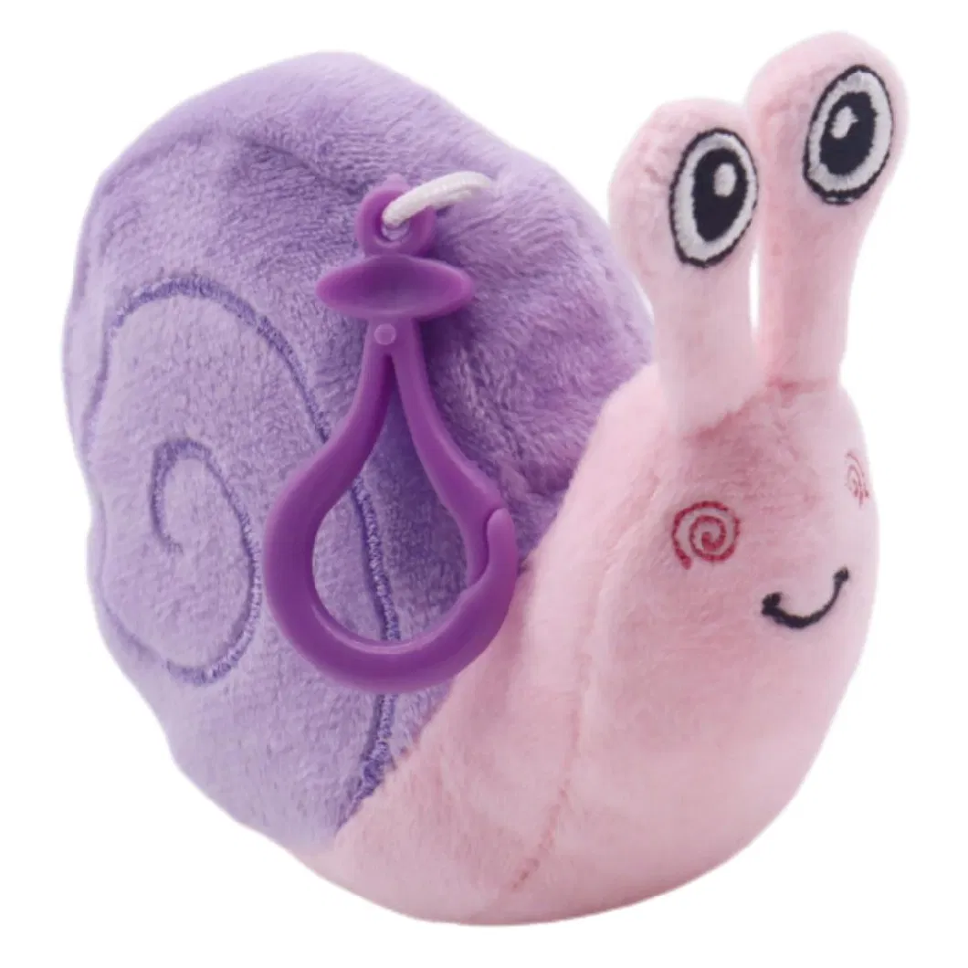 Custom Pink Plush Snail Toys for Kids Saving Coins Purse Soft Stuffed Animal Lovely Coin Bag Money Bank Zipper Close Purple Shell Big Embroideried Eyes