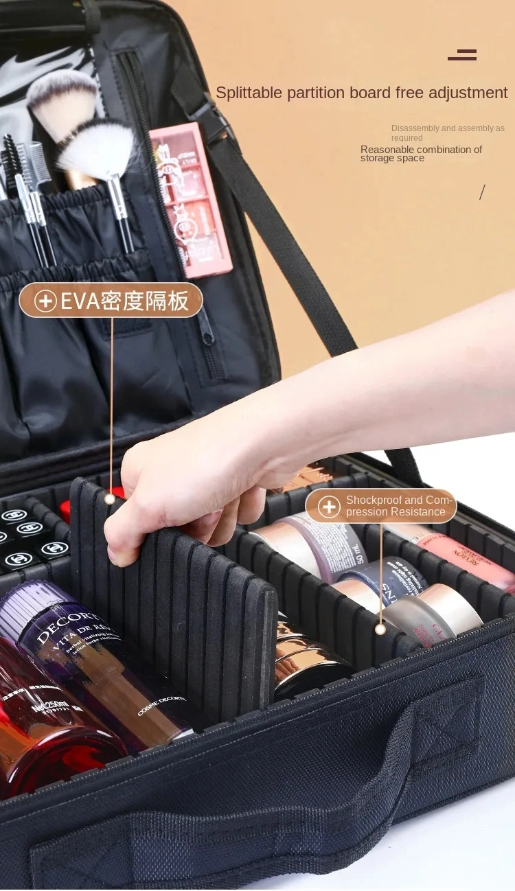 Factory Price Large Capacity Storage Case Zipper Makeup Portable Make up Box Women Travel Cosmetic Brush Inserts Bag Cosmetic Case