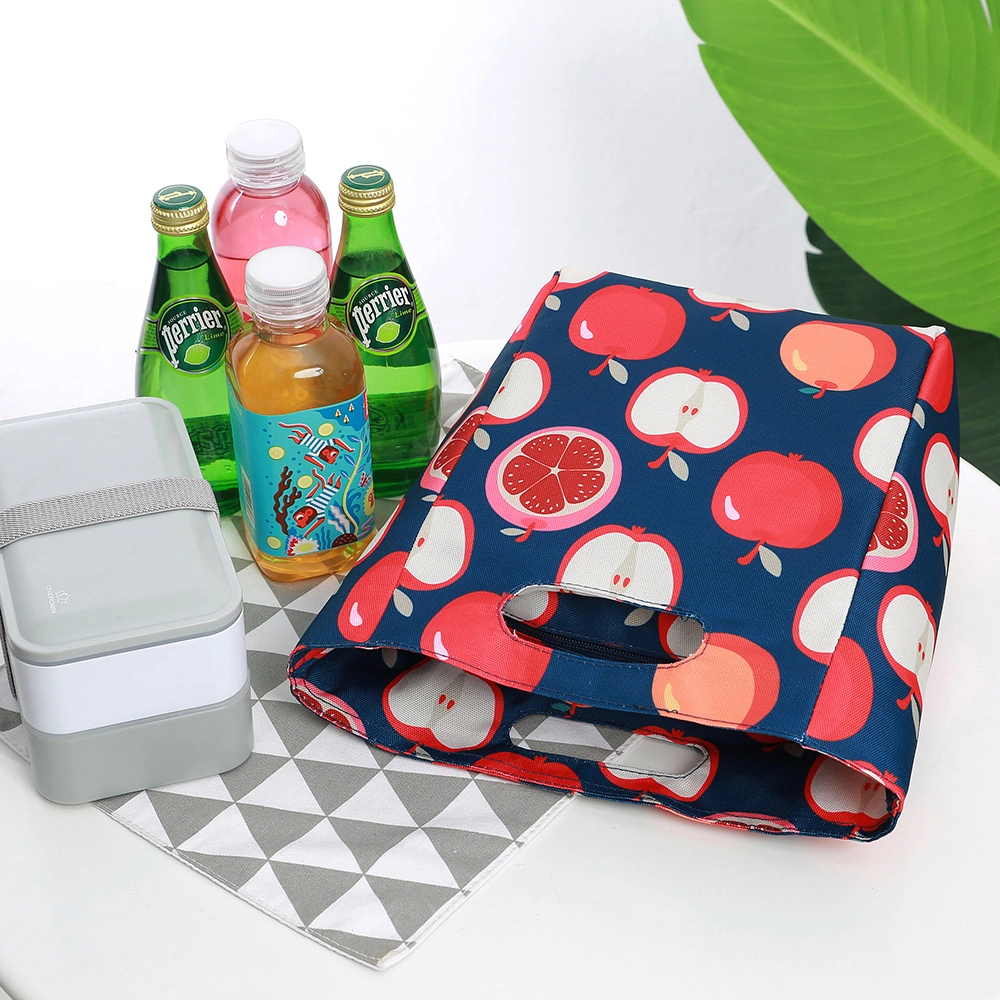 Promotional Tropical Fruit Printing Small Thermal Insulated Cooler Purse Lunch Bag for School Kids