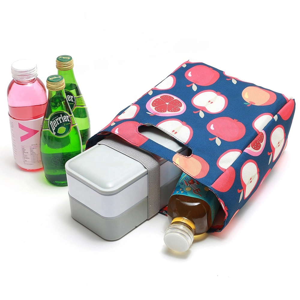 Promotional Tropical Fruit Printing Small Thermal Insulated Cooler Purse Lunch Bag for School Kids