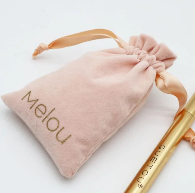 Custom Logo Drawstring Mini Velvet Bags Jewelry Gift Velvet Hand Fabric Bag
