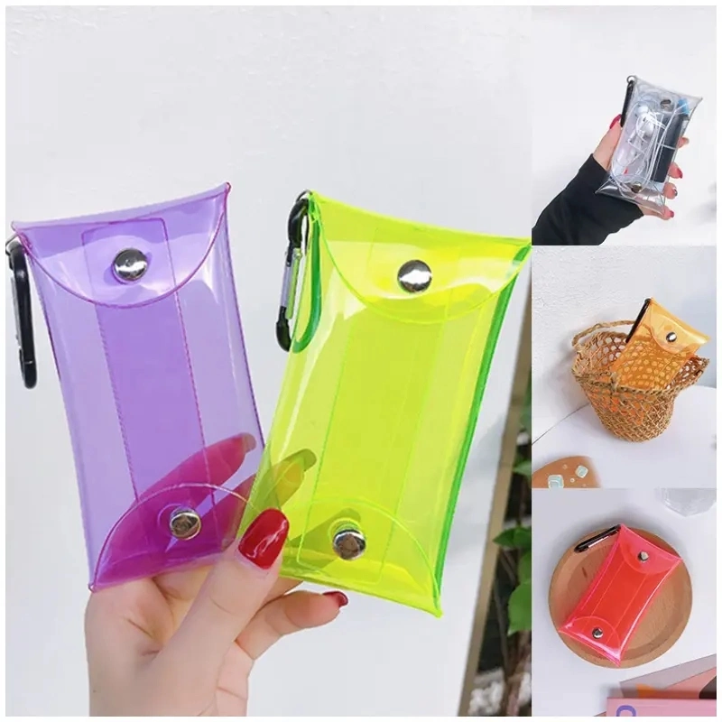 New Transparent PVC Key Wallet Case Chain Ring Pouch Car Keychain Women Coin Purse Mini Key Storage Bag