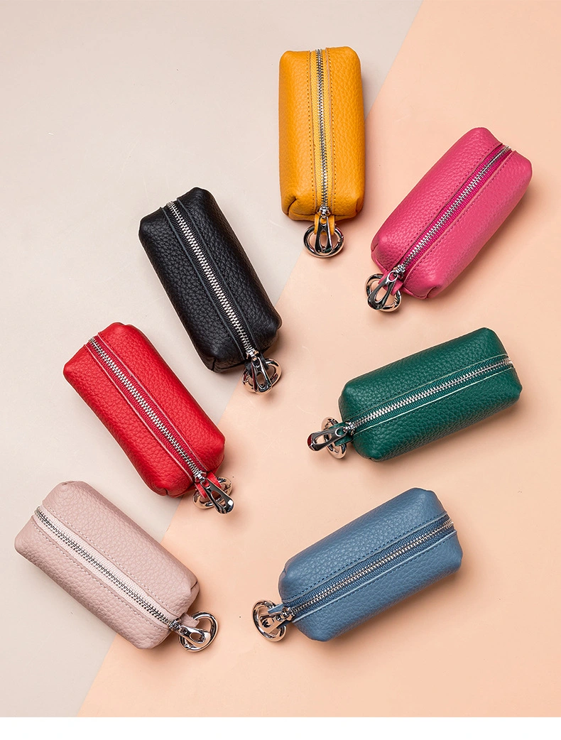 2024 Large Capacity Leather Key Bag Women Leather Small Ladies Bag Colorful Key Wallet Storage Personalized Car Key Bag