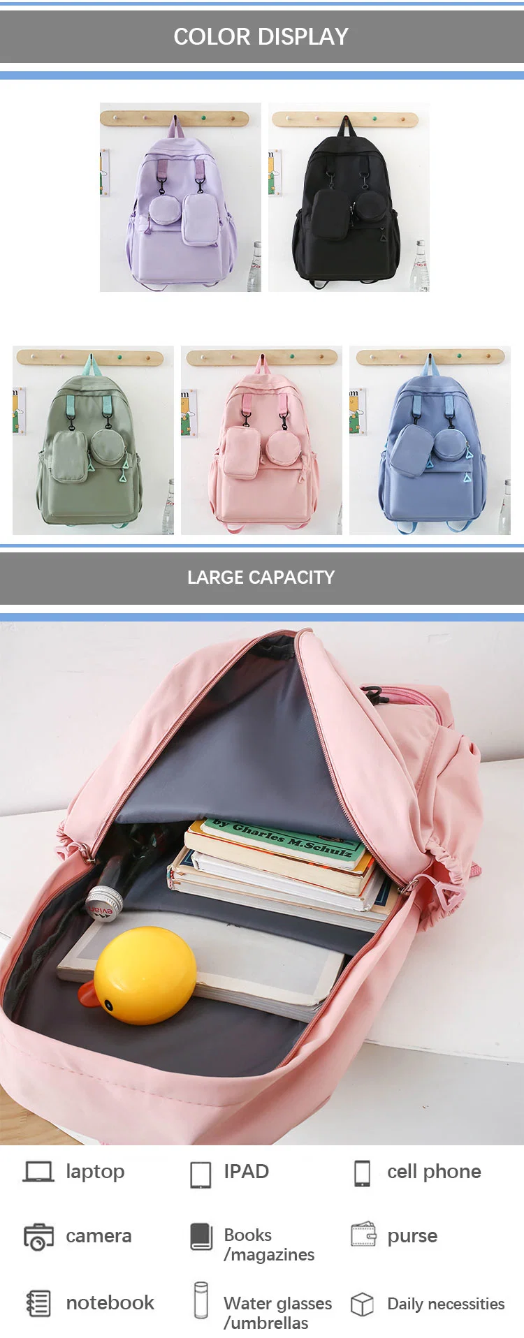 New Design Backpacks Bag for Girls and Boys Cute Men Korean Bags Teenager Leisure Travel Custom Young School Bags Backpack