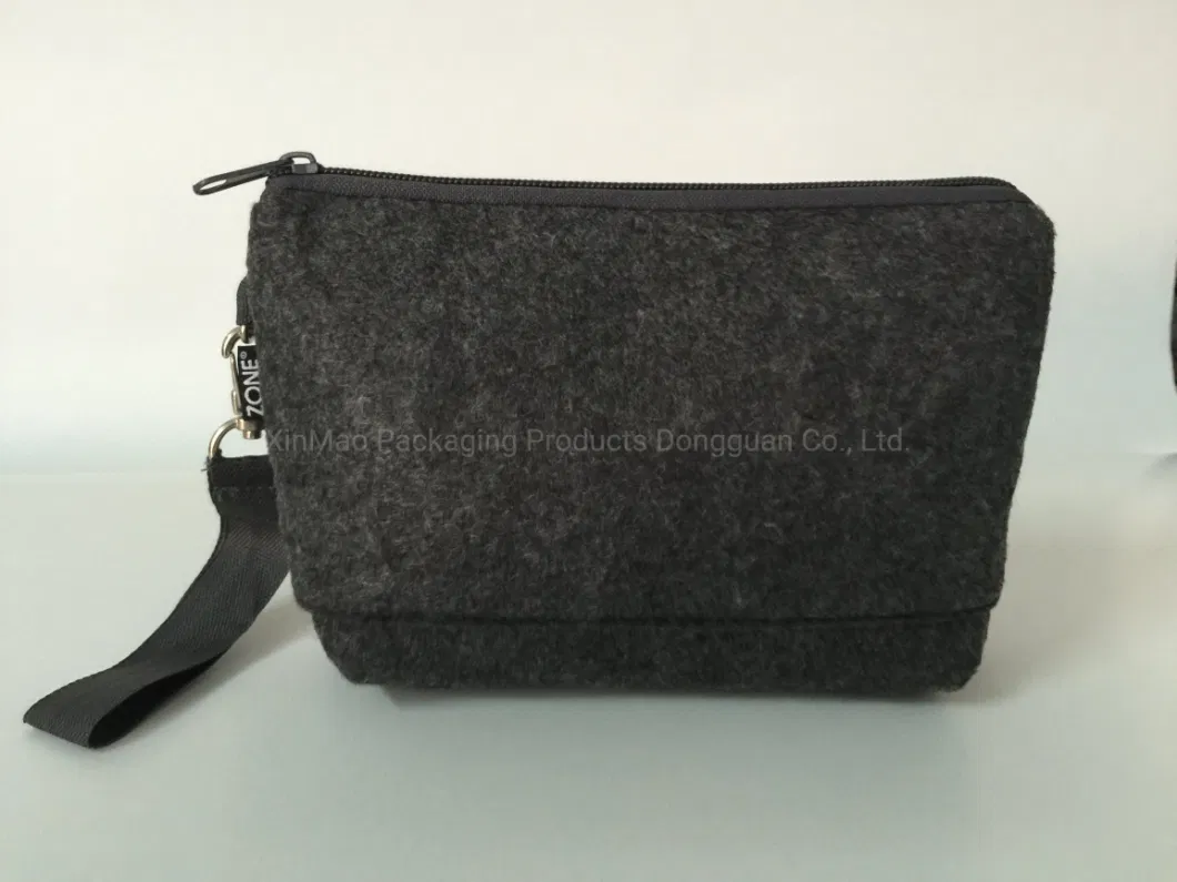 Custom Eco-Friendly Felt Cosmetic Bag Travel Storage Case with Zipper