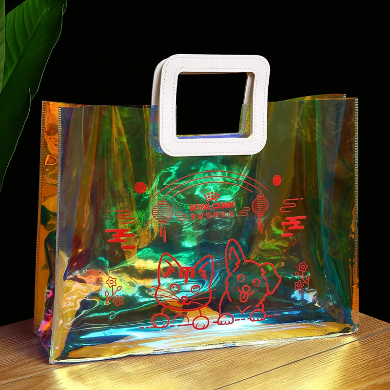 Exhibition Gift Bag Special Fashion PVC Hologram Handbags with PP Handle for Clothing &amp; Shoes
