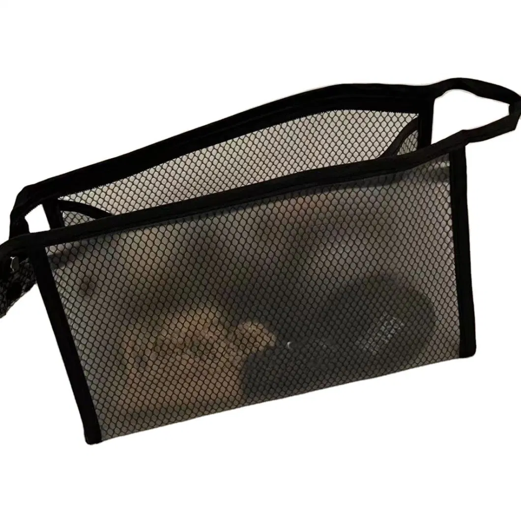 Waterproof Transparent Nylon Mesh Custom Logo Small Large Travel Makeup Cosmetic Bag