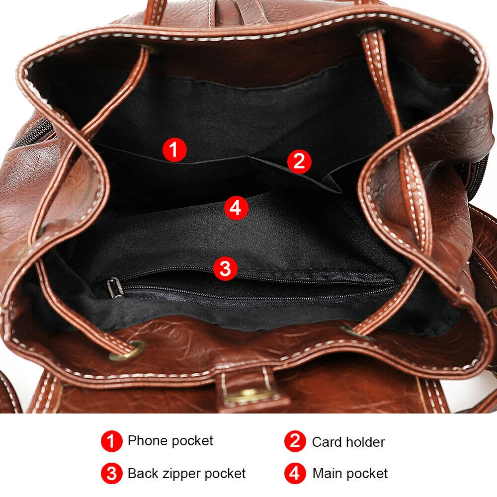 Leather Backpack School Travel Shoulder Bag Purse Handbag Bag